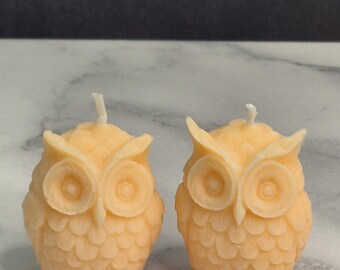 Owl Candle Orange (set of 2). Decorative. Gift. Unscented. Handmade gift.