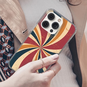Colorful Vintage Swirl Phone Case, Retro Logo Pattern Cover for iPhone Plus Pro, Xiaomi Redmi Note, Samsung Galaxy, Huawei, Google Pixel 32