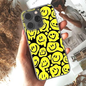 Distorted Smiley Face Phone Case, Funny Drip Cover for Apple iPhone 12 13 14 15 16 Plus Pro, Samsung Galaxy, Xiaomi, Huawei, Google Pixel 30