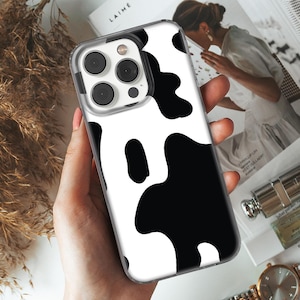 Black White Cow Print Phone Case, Animal Pattern Cover for iPhone Plus Pro, Xiaomi Redmi Note, Samsung Galaxy, Huawei, Google Pixel Coque 88