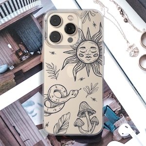 Sun Moon Phone Case, Clear Black White Sky Star Cover for iPhone Plus Pro, Xiaomi Redmi Note, Samsung Galaxy, Huawei, Google Pixel Coque 131