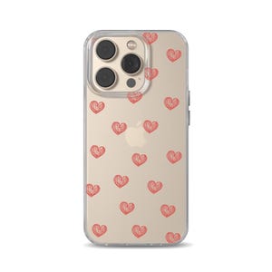 Hand Drawn Hearts Phone Case, Red Love Cover for Apple iPhone 12 13 14 15 16 Plus Pro, Samsung Galaxy, Xiaomi, Huawei, Google Pixel 84