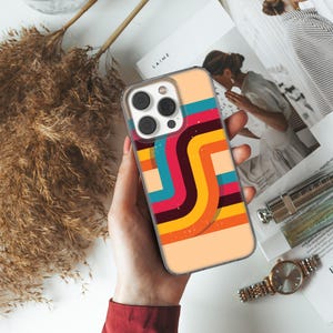 Retro Lines Phone Case, Vintage 60s 70s 80s 90s Cover for iPhone 12 13 14 15 16 Plus Pro, Samsung Galaxy, Xiaomi, Huawei, Google Pixel 40