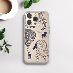 Transparent Boho Phone Case, Clear Minimal Cover for Apple iPhone 12 13 14 15 16 Plus Pro, Samsung Galaxy, Xiaomi, Huawei, Google Pixel 80