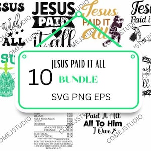 Jesus Paid It All PNG SVG Worry List bundle | Christian Shirt Design Png | Guest Check Shirt Design Png dxf eps