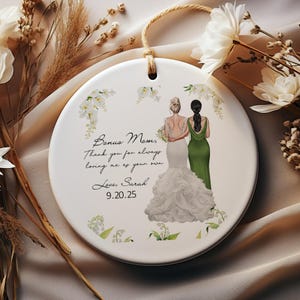 Bonus Mom Gift from Bride, Sentimental Stepmom Wedding Keepsake,Personalized Ceramic Ornament, Thank You Gift
