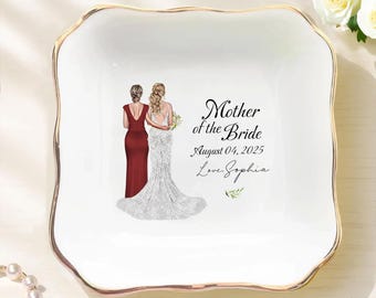 Personalized Mother of the Bride Ceramic Jewelry Dish: Wedding Keepsake Gift