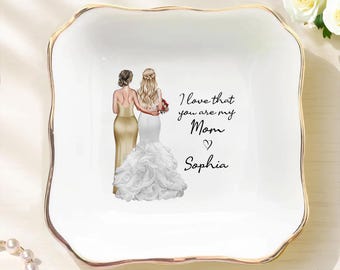 Personalized Mother of the Bride Ceramic Jewelry Dish, Wedding Keepsake