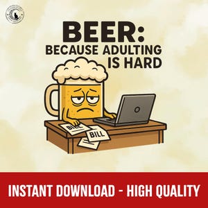 ビールで大人になる PNG、面白いビールのクリップアート、疲れた大人のミームアート、飲酒のユーモア PNG、ビールジョッキの漫画、共感できる人生設計、すぐにダウンロード