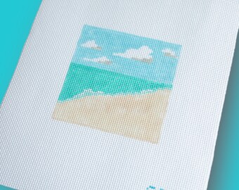 Turqouise Ocean Hand Painted Needlepoint Canvas