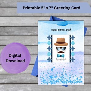 Happy Father&#39;s Day Greeting Card: Printable PDF Card (5&quot; x 7&quot; Digital Download)