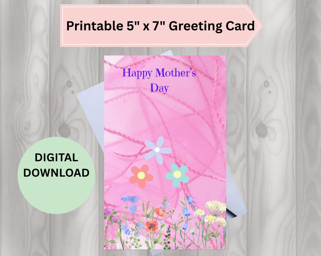 Happy Mother's Day Card: Printable PDF Card (5" X 7" Digital Download ...