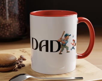 Father & Child Baseball Coffee Mug, Perfect Gift for Dads, Father's Day Mug, Fun Family Time Cup, Dad's Coffee 15oz, Personalized Dad Gift