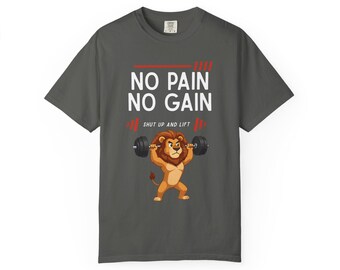 No Pain No Gain Lion weightlifting T-Shirt | gym workout motivational top
