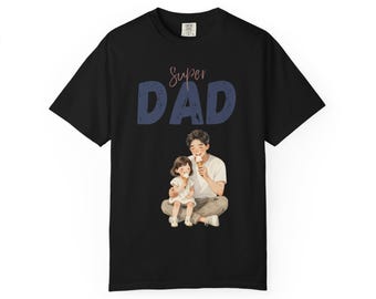 Super Dad illustration T-shirt | Dad and child graphic tee
