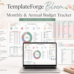 El planificador de presupuesto mensual y anual definitivo, para Excel y Google Sheets, TemplateForge Bloom