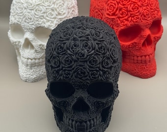 Blooming Skull – 3D Printed Floral Skull Décor, Halloween or Year-Round Decoration