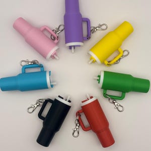 Stanley-Inspired Chapstick Holder Keychain | Cute Lip Balm Accessory | Mini Tumbler Keychain | Fun Gift | Many Colors Available