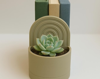 Bookend Planters (Set of 2): Indoor Succulent Planter with Water Reservoir