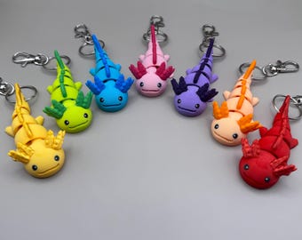 3D Printed Articulated Axolotl Keychain: Wiggly Fidget Toy