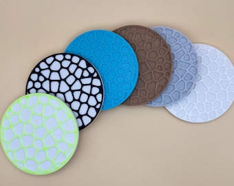 3D Printed Coaster Set: Funky Drink Coasters, Bold Colors (Glow in the Dark Option)