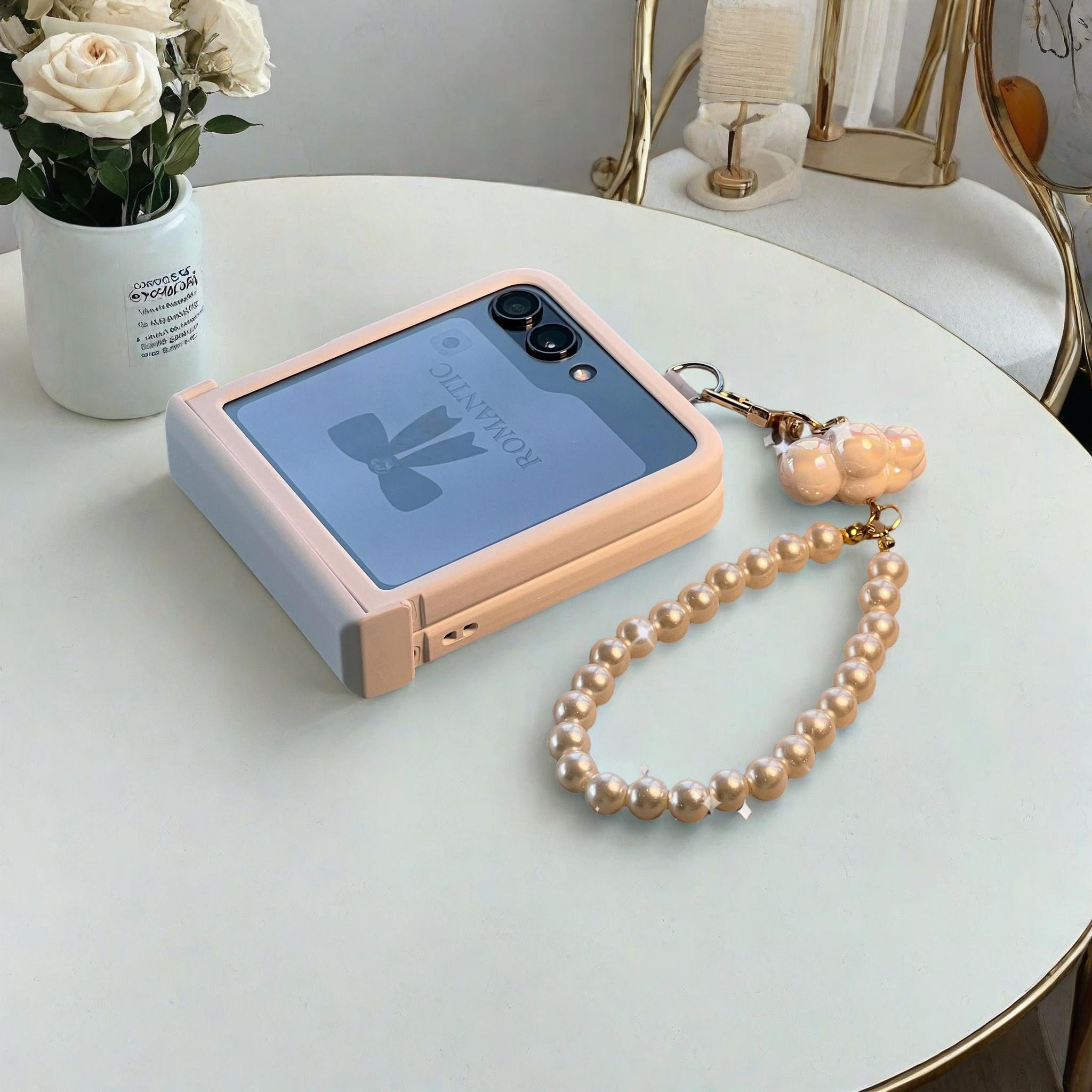 Kawaii 3D Cloud Beads Bracelet Phone Case for Galaxy Z Flip