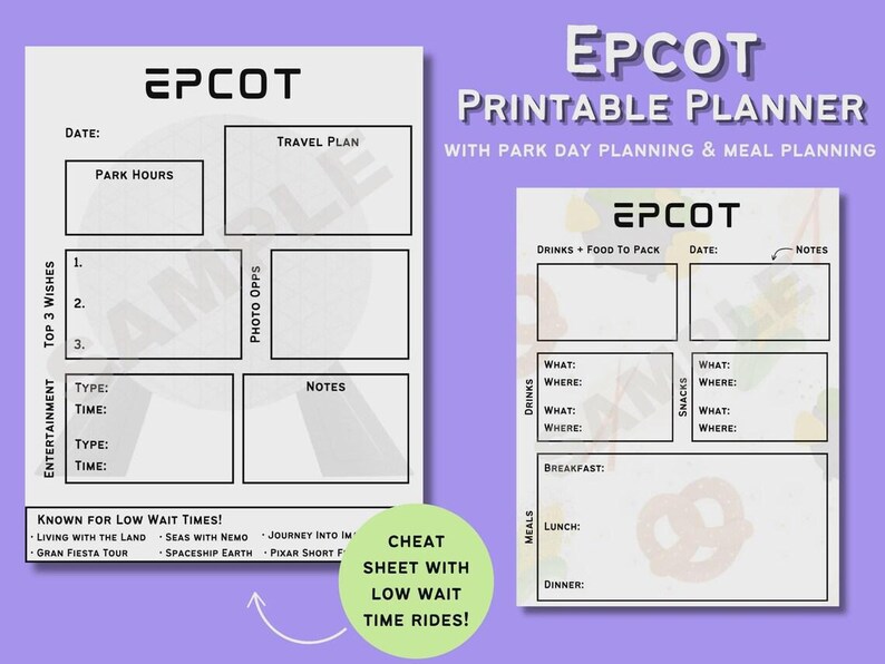 Epcot Park and Food Planner Bundle – Printable and Digital Disney ...