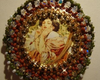 Mucha July Brooch