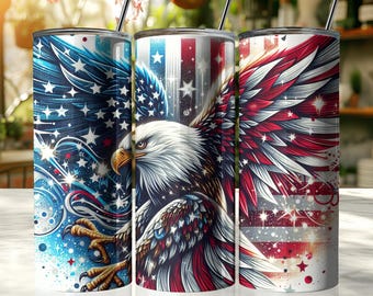 Vaso con águila de la bandera de EE. UU. de 20 oz: Vaso térmico patriótico (descarga digital)