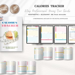 Calories Tracker | Printable Calorie Log & Food Journal | Daily Meal and Macro Tracker | Fitness and Nutrition Planner | Digital Download