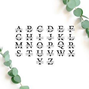 Monogram SVG-bundel splitsen gesplitste letters PNG fancy alfabet cirkel monogram lettertype familienaam monogram gesneden bestanden voor Cricut digitale download afbeelding 8