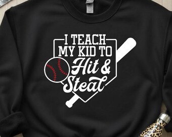 Uczę moje dziecko uderzać i kraść SVG | Baseball SVG | Sport SVG | Plik do cięcia dla Cricut i Silhouette | SVG Eps Dxf Png Jpg Pdf