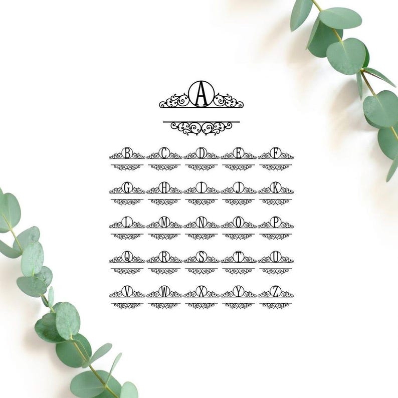 Monogram SVG-bundel splitsen gesplitste letters PNG fancy alfabet cirkel monogram lettertype familienaam monogram gesneden bestanden voor Cricut digitale download afbeelding 6