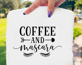 コーヒーとマスカラのSVG：ママライフデザイン、クリカット＆シルエット（デジタルダウンロード）
