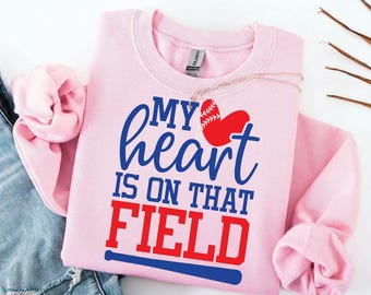 私の心はフィールドに SVG、野球 SVG、パーソナライズ、野球ママ SVG、野球シャツ SVG、野球ファン SVG ファイル（Cricut 用）、PNG