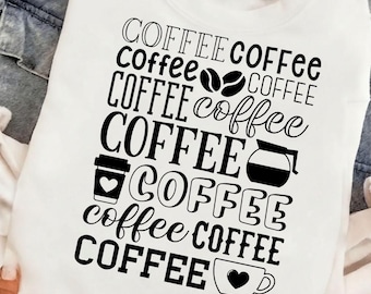 コーヒーSVG、コーヒーカップSVG、コーヒーSVGバンドル、コーヒークリップアート、マグカップSVGバンドル、コーヒーベクター、シルエット、カットファイル、クリカット、