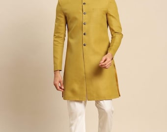 Men's  mustard  Jodhpuri Suit: handmade Wedding Sherwani