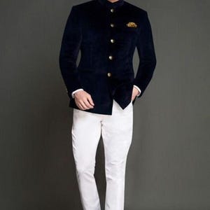 men’s Indian Wedding Jodhpuri Suit: Men&#39;s Bandhgala Coat, Solid Black Designer Outfit