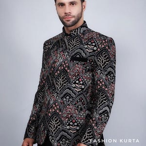 Men’s velvet Ethnic Partywear  Black Bandhgala Hunting Jodhpuri Suit with only Jodhpuri For Men