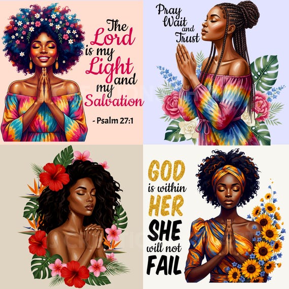 African American Praying Woman Clipart, Christian PNG, Faith