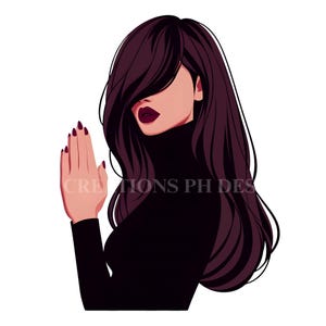Rebeldes Silenciosos em Oração, Clipart de Mulher Negra Orando na Moda, Garota Espiritual Minimalista na Fé, Ilustração Orando, Artes para Merch
