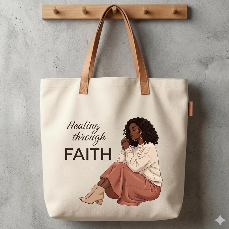 Black Woman Christian Clipart Bundle, Faith Healing Quotes PNG, Mental Health Affirmation, Bible Study Printable, Afro Girl Digital Download image 7