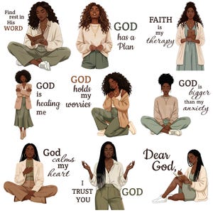 God holds my worries christian woman praying illustration. God is bigger than my anxiety christian faith clipart. God calms my heart peaceful christian woman illustration. I trust you God christian woman worship illustration Dear God journaling christian woman clipart.