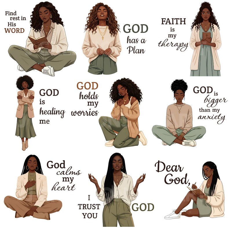 God holds my worries christian woman praying illustration. God is bigger than my anxiety christian faith clipart. God calms my heart peaceful christian woman illustration. I trust you God christian woman worship illustration Dear God journaling christian woman clipart.