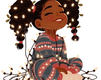 Christmas Kids Clipart PNG: Festive African American Children Sublimation, Cute Holiday Christmas Art, Card Making, Crafts, Digital Download