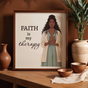 Black Woman Christian Clipart Bundle, Faith Healing Quotes PNG, Mental Health Affirmation, Bible Study Printable, Afro Girl Digital Download image 9