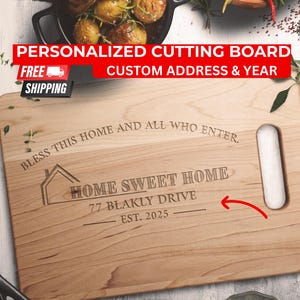 Personalized Address Cutting Board, Engraved Charcuterie Board, Bible Verse Gift for Wedding, Anniversary, Housewarming, Faith Kitchen Decor
