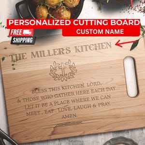 Personalized Christian Cutting Board with Custom Name, Engraved Charcuterie Board, Bible Verse Gift for Wedding, Home, Faith Kitchen Decor