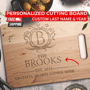 Personalized Cutting Board Wedding Gift, Custom Family Name Engraved Charcuterie Board, Bible Verse Gift for Housewarming, Anniversary,Faith