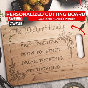 Personalized Christian Cutting Board with Family Name, Engraved Charcuterie Board, Bible Verse Gift for Wedding, Housewarming, Anniversary